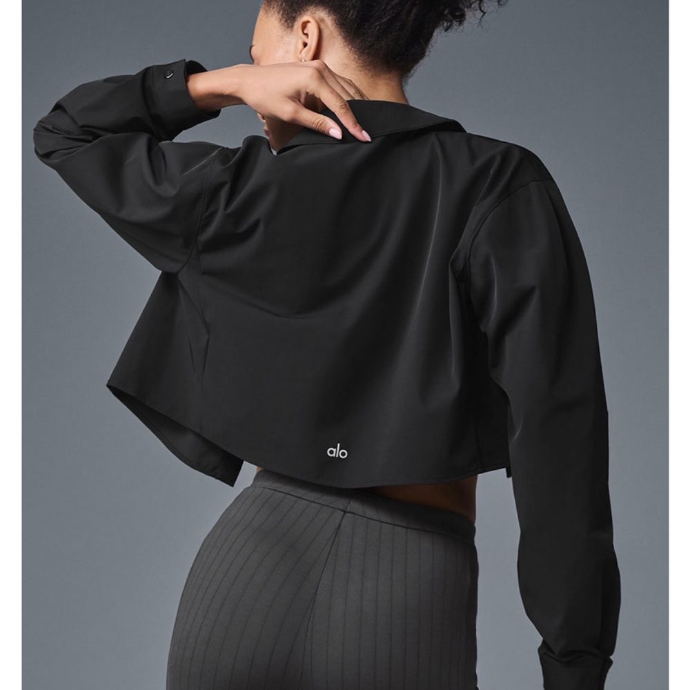 Alo Cropped Take Me Out Button Up XS Black